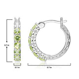 .925 Sterling Silver 3mm Gemstone Hoop Earrings - Choice of Gem Color