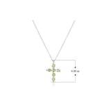 .925 Sterling Silver Gemstone or Cultured Pearl Classic Cross Pendant Necklace on 18" Chain - Choice of Birthstone Colors