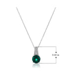 Rhodium Plated Sterling Silver Round Created Ruby, Emerald 8mm and Created White Sapphire Pendant Necklace, 18"