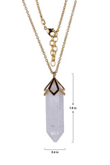 MORGAN & PAIGE Bronze 18K Gold, 14k Rose Gold or Rhodium Plated Hexagonal Crystal Pendant Necklace - Gold Necklace Healing Chakra Necklace for Women, Lab Created or Genuine Gemstones Gift 32"