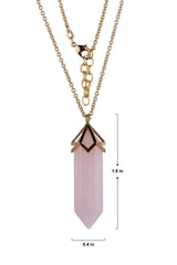 MORGAN & PAIGE Bronze 18K Gold, 14k Rose Gold or Rhodium Plated Hexagonal Crystal Pendant Necklace - Gold Necklace Healing Chakra Necklace for Women, Lab Created or Genuine Gemstones Gift 32"