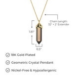 MORGAN & PAIGE Bronze 18K Gold, 14k Rose Gold or Rhodium Plated Hexagonal Crystal Pendant Necklace - Gold Necklace Healing Chakra Necklace for Women, Lab Created or Genuine Gemstones Gift 32"