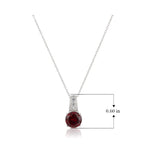 Rhodium Plated Sterling Silver Round Created Ruby, Emerald 8mm and Created White Sapphire Pendant Necklace, 18"