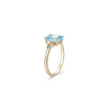 MORGAN & PAIGE 10K Yellow Gold Rectangular-Cut Swiss Blue Topaz Diamond-Accented Ring (I-J Color, I2-I3 Clarity) - Size 7