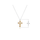 .925 Sterling Silver Gemstone or Cultured Pearl Classic Cross Pendant Necklace on 18" Chain - Choice of Birthstone Colors