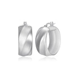 MORGAN & PAIGE 925 Sterling Silver Thick Stripe Hoop Earrings, 0.6" Diameter