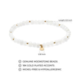 MORGAN & PAIGE Bronze 18k Yellow Gold Plated Genuine Gemstones Stretch Bracelet - Dainty Gold Beaded Bracelets for Women, 4mm Gemstone Beads, Adjustable 6.5 Inch Stretch Bracelets for Women