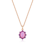 MORGAN & PAIGE 925 Sterling Silver Created Opal and Genuine Gemstone Halo Pendant Necklace, 18"