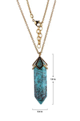 MORGAN & PAIGE Bronze 18K Gold, 14k Rose Gold or Rhodium Plated Hexagonal Crystal Pendant Necklace - Gold Necklace Healing Chakra Necklace for Women, Lab Created or Genuine Gemstones Gift 32"