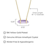 MORGAN & PAIGE .925 Sterling Silver 18K Gold Plated Hexagonal Crystal Pendant Necklace - Dainty Gold Necklace Healing Chakra Necklace for Women, Genuine Gemstones with or without Cubic Zirconia 16"