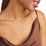 MORGAN & PAIGE .925 Sterling Silver 18K Gold Plated Hexagonal Crystal Pendant Necklace - Dainty Gold Necklace Healing Chakra Necklace for Women, Genuine Gemstones with or without Cubic Zirconia 16"