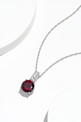 Rhodium Plated Sterling Silver Round Created Ruby, Emerald 8mm and Created White Sapphire Pendant Necklace, 18"