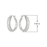 MORGAN & PAIGE Sterling Silver Trapezoidal Cubic Zirconia Hoop Earrings