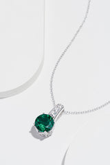 Rhodium Plated Sterling Silver Round Created Ruby, Emerald 8mm and Created White Sapphire Pendant Necklace, 18"