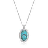 MORGAN & PAIGE 925 Sterling Silver Synthetic Turquoise Oval Pendant Necklace, 18"