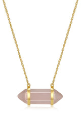 MORGAN & PAIGE .925 Sterling Silver 18K Gold Plated Hexagonal Crystal Pendant Necklace - Dainty Gold Necklace Healing Chakra Necklace for Women, Genuine Gemstones with or without Cubic Zirconia 16"