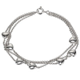 MORGAN & PAIGE 925 Sterling Silver Multi-Chain Puffed Heart Strand Bracelet, 7.25"