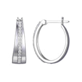 LUXLAB Diamond Hoop Earrings - Rhodium-Plated Sterling Silver, 3/8 Carat Total Weight, Lab-Created Diamonds, Hypoallergenic, Elegant Gift Box Included