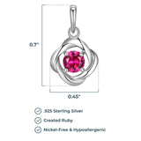 MORGAN & PAIGE Gemstone Lab-Created Birthstone Pendant Love Knot Necklace Featuring Rhodium-Plated Sterling Silver with Faceted Cable Chain, Love Knot Necklace, Birthstone Necklaces for Women