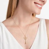 MORGAN & PAIGE 18K Yellow Gold Plated .925 Sterling Silver Genuine Multi Gemstone Key Pendant Necklace, 18"