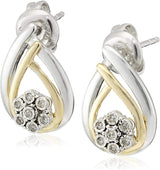 MORGAN & PAIGE .925 Sterling Silver 1/10 Cttw Diamond Miracle Plate Teardrop 18" Pendant Necklace and Stud Earrings Set (I-J Color, I2-I3 Clarity)