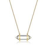 MORGAN & PAIGE .925 Sterling Silver 18K Gold Plated Hexagonal Crystal Pendant Necklace - Dainty Gold Necklace Healing Chakra Necklace for Women, Genuine Gemstones with or without Cubic Zirconia 16"