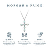.925 Sterling Silver Gemstone or Cultured Pearl Classic Cross Pendant Necklace on 18" Chain - Choice of Birthstone Colors