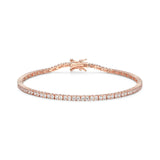 MORGAN & PAIGE 925 Sterling Silver Tennis Bracelet with Cubic Zirconia in Platinum, Yellow Gold, or Rose Gold Plated Finishes; Hypoallergenic Tarnish-Free, Silver Bracelet for Women,7.25 or 8 inch