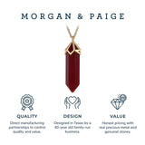 MORGAN & PAIGE Bronze 18K Gold, 14k Rose Gold or Rhodium Plated Hexagonal Crystal Pendant Necklace - Gold Necklace Healing Chakra Necklace for Women, Lab Created or Genuine Gemstones Gift 32"