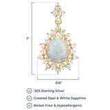 MORGAN & PAIGE 14K Gold-Plated Sterling Silver Opal Necklace - Hypoallergenic Opal Necklace for Women with Scalloped White Sapphire Halo - Gold Opal Pendant Necklace