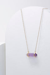 MORGAN & PAIGE .925 Sterling Silver 18K Gold Plated Hexagonal Crystal Pendant Necklace - Dainty Gold Necklace Healing Chakra Necklace for Women, Genuine Gemstones with or without Cubic Zirconia 16"