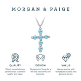 .925 Sterling Silver Gemstone or Cultured Pearl Classic Cross Pendant Necklace on 18" Chain - Choice of Birthstone Colors