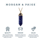 MORGAN & PAIGE Bronze 18K Gold, 14k Rose Gold or Rhodium Plated Hexagonal Crystal Pendant Necklace - Gold Necklace Healing Chakra Necklace for Women, Lab Created or Genuine Gemstones Gift 32"