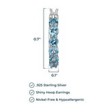 .925 Sterling Silver 3mm Gemstone Hoop Earrings - Choice of Gem Color