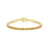 MORGAN & PAIGE 18k Yellow Gold Plated .925 Sterling Silver 3mm Tennis Bracelet for Women, 7.25" with Round Cut Birthstones
