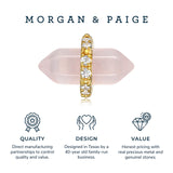 MORGAN & PAIGE Healing Crystal Quartz Stud Earrings for Women - 18K Yellow Gold Plated Sterling Silver Chakra Point, Hexagonal Points Stone