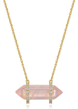 MORGAN & PAIGE .925 Sterling Silver 18K Gold Plated Hexagonal Crystal Pendant Necklace - Dainty Gold Necklace Healing Chakra Necklace for Women, Genuine Gemstones with or without Cubic Zirconia 16"