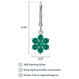 MORGAN & PAIGE .925 Sterling Silver Gemstone Birthstone Flower Cluster Leverback Dangle Drop Earrings for Women - Hypoallergenic Jewelry