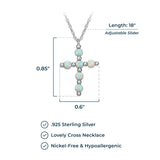 .925 Sterling Silver Gemstone or Cultured Pearl Classic Cross Pendant Necklace on 18" Chain - Choice of Birthstone Colors