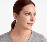 LUXLAB Diamond Hoop Earrings - Rhodium-Plated Sterling Silver, 3/8 Carat Total Weight, Lab-Created Diamonds, Hypoallergenic, Elegant Gift Box Included