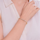 MORGAN & PAIGE 18k Yellow Gold Plated .925 Sterling Silver 3mm Tennis Bracelet for Women, 7.25" with Round Cut Birthstones