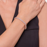 MORGAN & PAIGE 925 Sterling Silver Tennis Bracelet with Cubic Zirconia in Platinum, Yellow Gold, or Rose Gold Plated Finishes; Hypoallergenic Tarnish-Free, Silver Bracelet for Women,7.25 or 8 inch