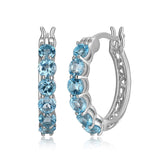 .925 Sterling Silver 3mm Gemstone Hoop Earrings - Choice of Gem Color
