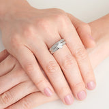 Morgan & Paige Bridal Ring Set - Channel-Set Heart Shaped Cubic Zirconia - 925 Platinum Plated Sterling Silver Wedding and Engagement Ring Set For Women