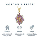 MORGAN & PAIGE 18K Yellow Gold Plated 925 Sterling Silver Diamond-Accented Gemstone Birthstone Cluster Pendant Necklace, 18"
