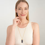 MORGAN & PAIGE Bronze 18K Gold, 14k Rose Gold or Rhodium Plated Hexagonal Crystal Pendant Necklace - Gold Necklace Healing Chakra Necklace for Women, Lab Created or Genuine Gemstones Gift 32"