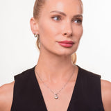 MORGAN & PAIGE .925 Sterling Silver 1/10 Cttw Diamond Miracle Plate Teardrop 18" Pendant Necklace and Stud Earrings Set (I-J Color, I2-I3 Clarity)