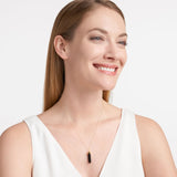 MORGAN & PAIGE 18K Yellow Gold Plated Sterling Silver Genuine Black Agate Chakra Point Necklace, 18" + 2" Extender