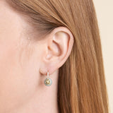 Gold Motif Genuine Green Jade Earrings with Cubic Zirconia and Blessing Symbol - Comfortable Earrings For Women - 14K Gold-Plated Sterling Silver Earrings