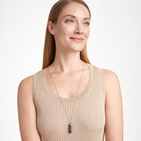 MORGAN & PAIGE Bronze 18K Gold, 14k Rose Gold or Rhodium Plated Hexagonal Crystal Pendant Necklace - Gold Necklace Healing Chakra Necklace for Women, Lab Created or Genuine Gemstones Gift 32"